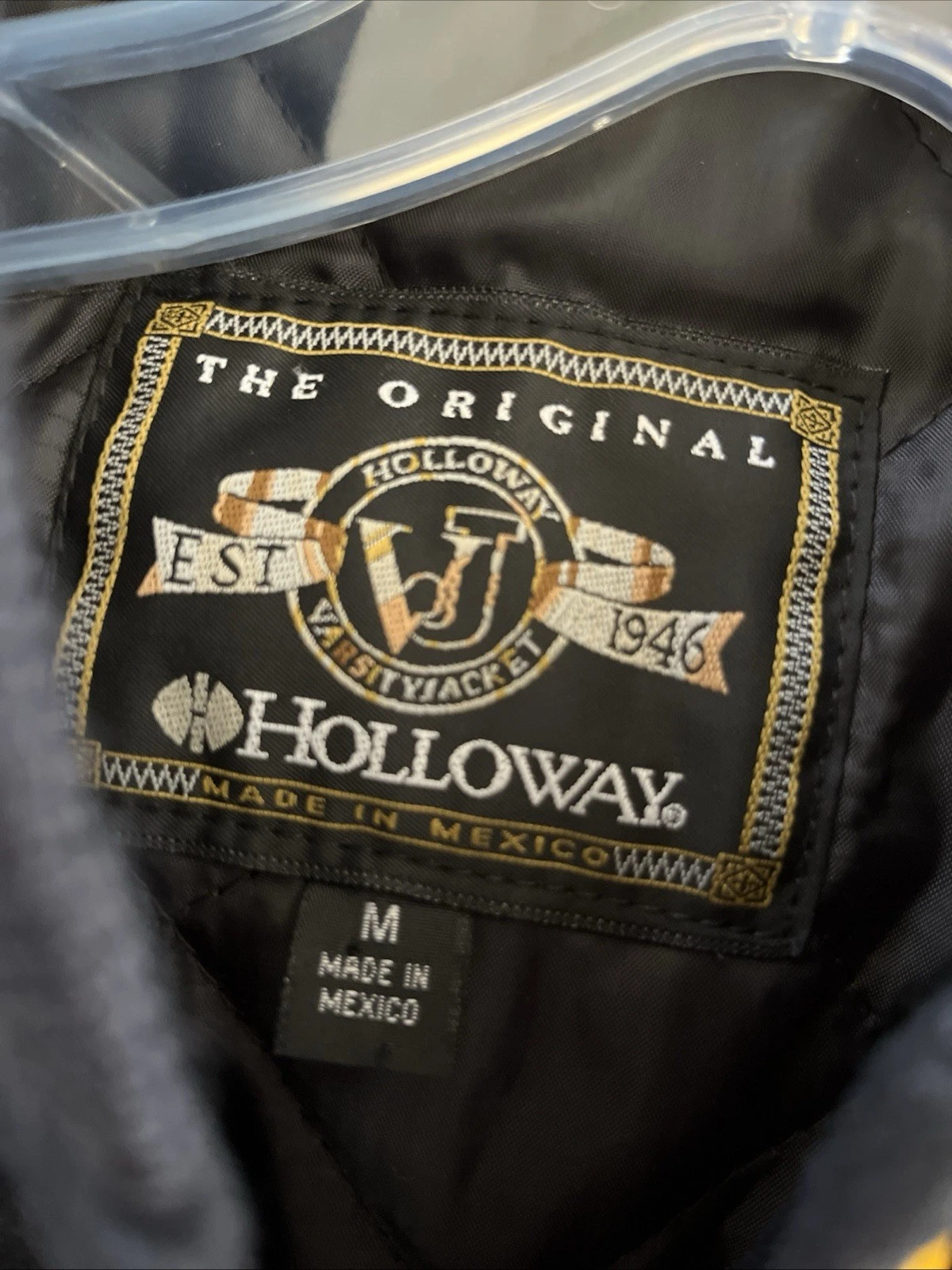 NWT Holloway Wool Varsity Jacket Size M Quilt Lined Letterman Bomber Navy Blue image 5