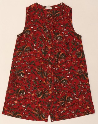 Fat Face Damen ärmelloses Shirt Bluse UK 6 XS rot Blumen Viskose BN24