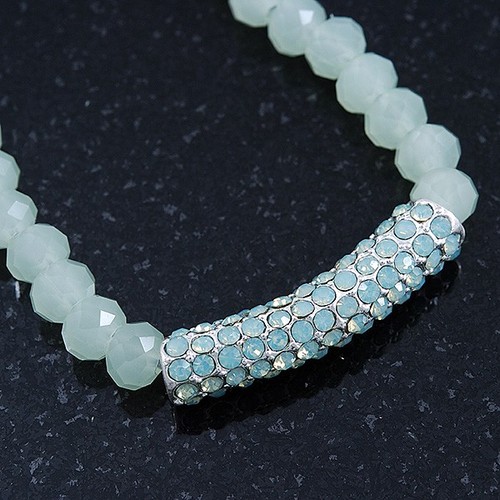 Light Green Mountain Crystal and Diamante Elements Choker Necklace - 36cm - Picture 4 of 4