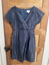 J.CREW Blue V-Neck Short Sleeve A-Line Knee Length Dress Size 8