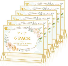 6 Pack Acrylic Sign Holder 5 X 7 Horizontal, Double-Sided Stand up Table Top Sig