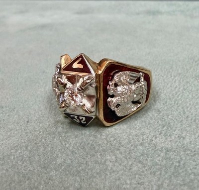 10K Yellow Gold Masonic Ring   32° Double-Headed Eagle