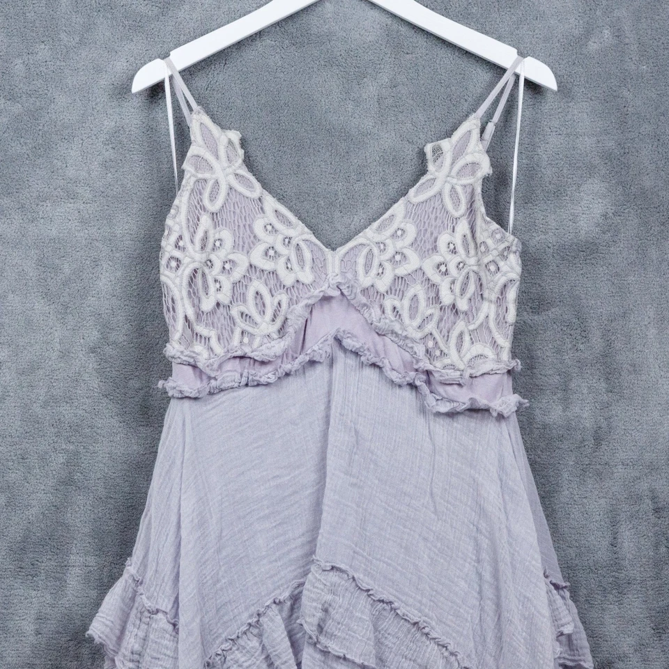 Maxi Vestido CHELSEA & VIOLET de Algodón Gasa en Niveles Babydoll de Ganchillo Hada Grunge S Foto 3 de 4