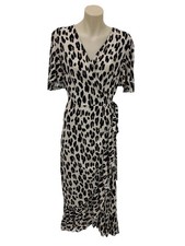 Label of Love Midi Wrap Dress L (AU 12) Brown Animal Print Rayon Boho