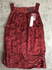 NWT White House Black Market Womens size 6 SL Halter Zebra top Hadder Red