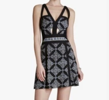 BCBGMAXAZRIA blue And Black Cut Out Dress