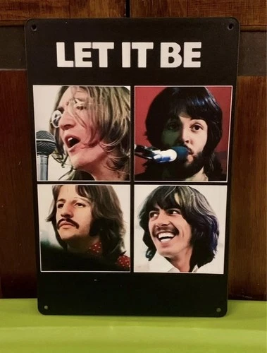 RARE Vintage 1970 The Beatles “Let it Be” Music Lyric Band Members Tin Sign