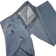 VINTAGE Y2K LEVI'S 501 ORIGINAL FIT STRAIGHT LEG BLUE JEANS MEN'S 36x33 ACT MEAS