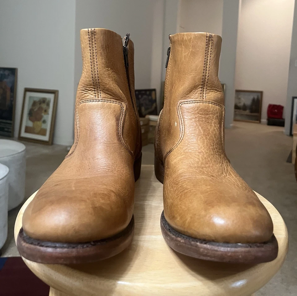 Botines de cuero con cremallera vintage Shoe Company para hombre tostados US13M EE. UU. Foto 3 de 4