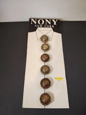Vintage NONY New York Button Covers Hammered Gold Tone Round Set of 6