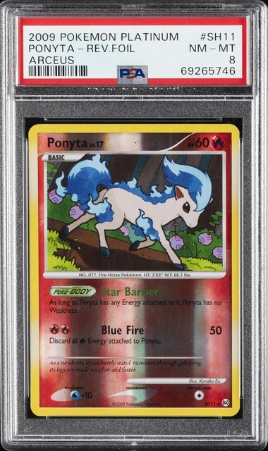 2009 POKEMON PLATINUM ARCEUS #SH11 PONYTA-REVERSE FOIL PSA 8