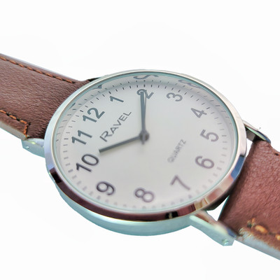 Ravel Herrenuhr R0129.21.1 - klares leicht ablesbares Zifferblatt, Quarz, braunes Armband