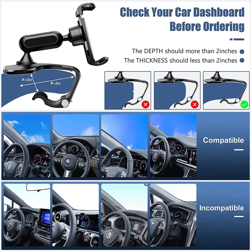 Universal 360° Car Phone Mount Holder For Cell Phone Samsung Galaxy iPhone - Image 2 of 4