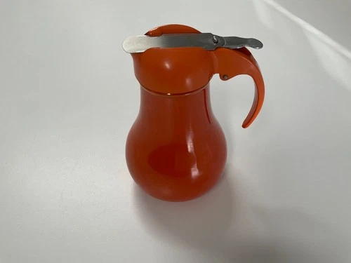 Vintage Fiesta Ware Syrup Pitcher Dispenser Red/Orange w original lid