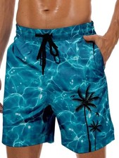 Men's Swim Trunks Hawaiian Bathing Mesh Lining Suit Swimsuits Beach Shorts wi...