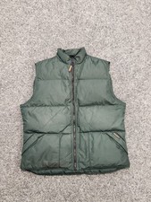 WOOLRICH Puffer Vest Women Large Forest Green Duck Down Zip Jacket VTG 90s Y2K