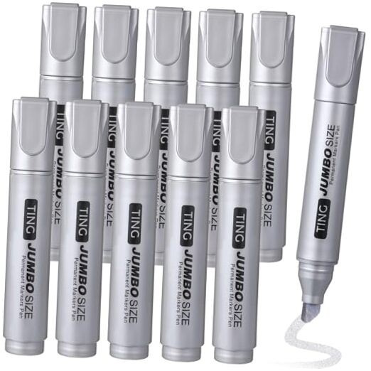 Bulk Large Chisel Tip Permanent Markers Silver