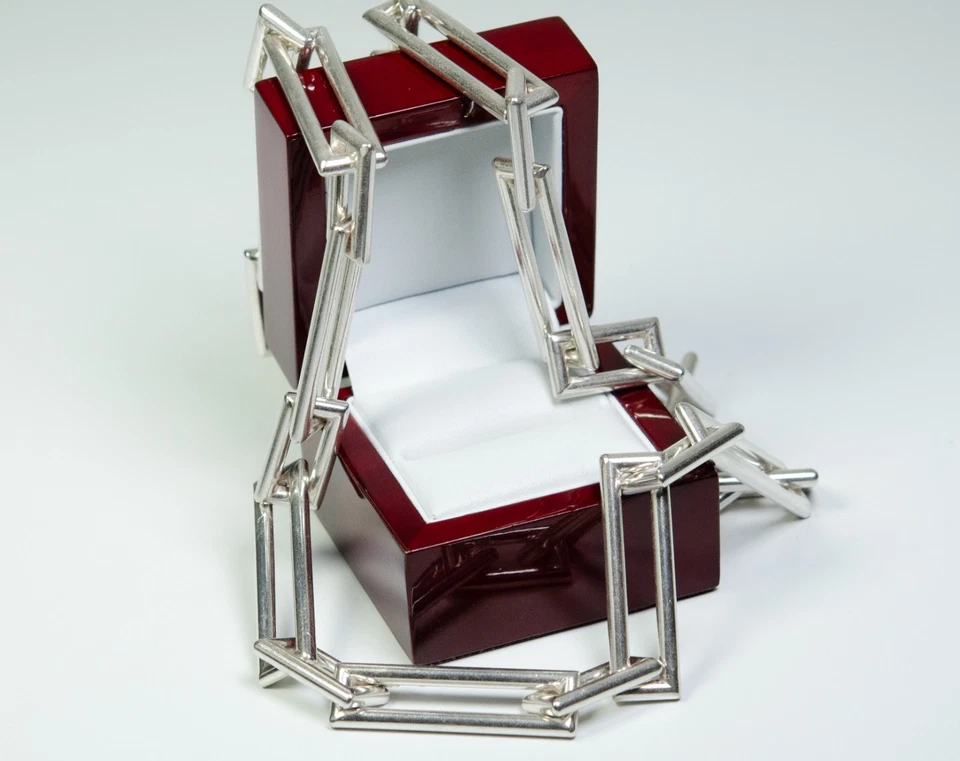 925 Argento - Collana Vintage Designer - 71 Cm - Fatto A Mano - Immagine 3 di 4