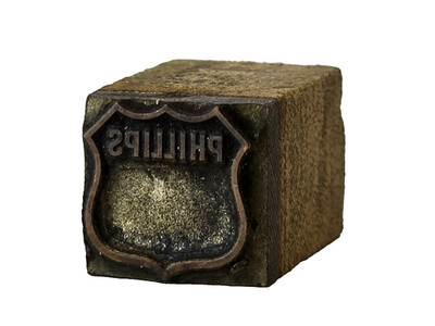 Vintage Phllips Oil Shield Printer's Block  3/8''