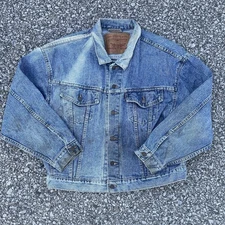 VTG Levis Jacket Mens Large 70598 Blue Denim Trucker Grunge Fade Distressed USA