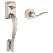 Kwikset Avalon Satin Nickel Front Door Handle Non-Locking Exterior Lever