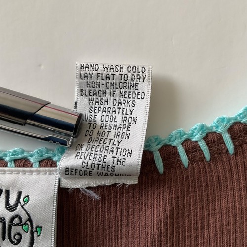 Ivy Jane Y2K braun verziert Schmetterling mit Schmucksteinen gerippt Tank Top M skurril - Bild 7 von 9