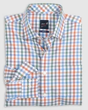 johnnie-O Elias Performance Button Up Shirt Laguna Blue Size M
