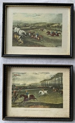 2x Vintage F. C. Turner ''Vale Of Aylesbury Steeple Chase'' Pferderennen Drucke