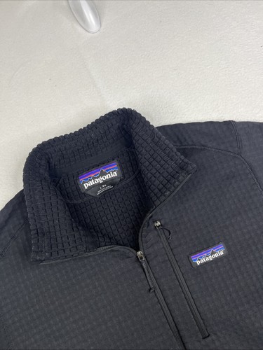 Patagonia Maglione Uomo R1 Taglia: Large Nero (40110) Maglione 1/4 Zip - Foto 2 di 5
