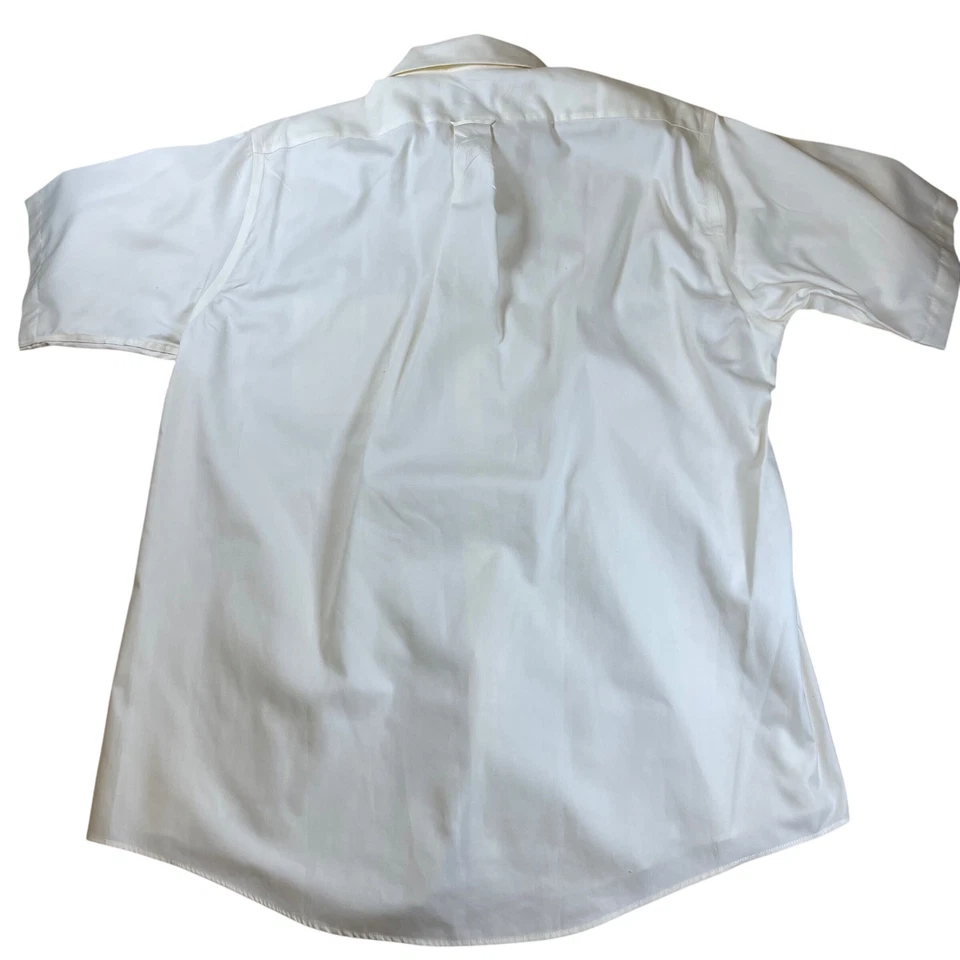 Camisa de vestir Roundtree & Yorke para hombre 17 1/2 manga corta marfil con botones Foto 2 de 4