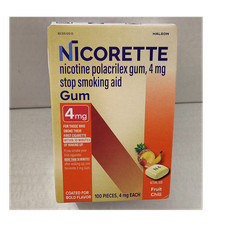 Nicorette 4 mg Nicotina Polacrilex Goma Fruta Enfriamiento 100 Ct Exp 2028/09