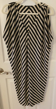 Felicity & Coco Nordstrom Shift Dress Wedge Black/Cream Stripes Sleeveless L
