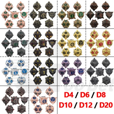 GU BEI TE 7 Stück Metall Poly Würfel Set D4 D6 D8 D10 D12 D20 RPG MTG DND D&D DSA Meteorhammer