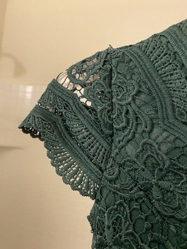 RARE EDITIONS Cap Sleeve Lace Bodice Skater Dress Girls 7 Hunter Green - Picture 5 of 11