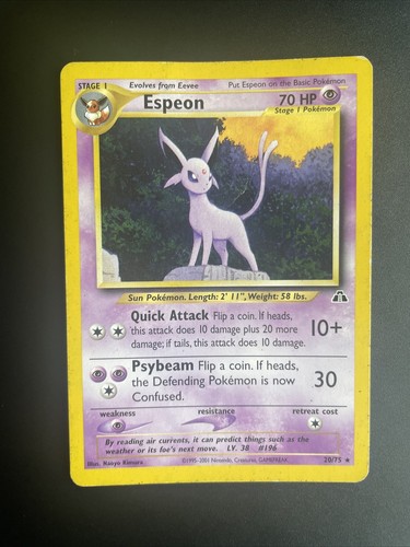 Espeon - 20/75 Neo Discovery (Pokemon) Non Holo Rare - MP - Picture 1 of 6