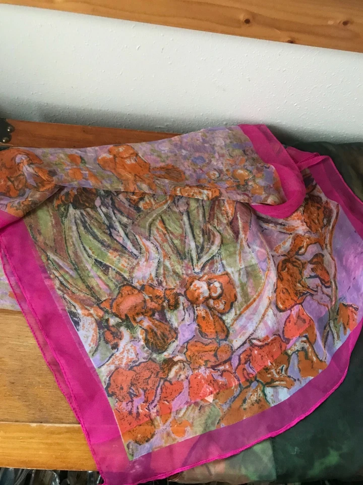 Лот товаров из 2 розовых и лавандовых фуксий с оранжевыми абстрактными цветами и зеленым желтым - Изображение 4 из 4