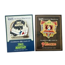 D23 Disney LE Pin Set - Space Mountain 50th & Pinocchio 85th Anniversary