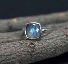 Solid 925 Sterling Silver Natural Labradorite Ring Gemstone Jewelry For Her J 41
