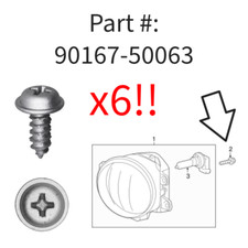 SET OF 6 NEW FOG LAMP SCREWS! FOR LEXUS & TOYOTA 4RUNNER TACOMA RAV4 CAMRY ETC