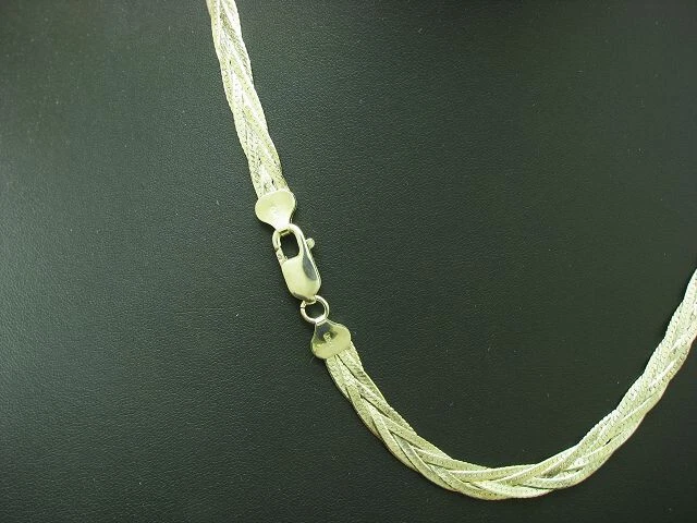 925 Argento Sterling Collier/Collana/Intrecciato/Dreistrahlig / 45,5 CM - Immagine 3 di 3