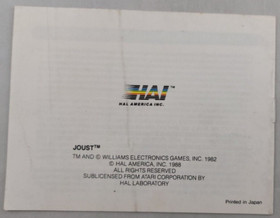 Joust - Instruction Manual Only (Nintendo Entertainment System, NES 1988)