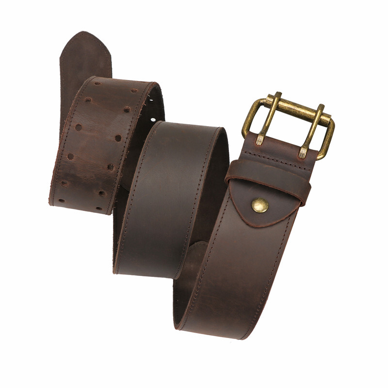 TOURBON Leather Tool Carry Workshop Waist Belt 2" Double Roller Buckle Rig Belt