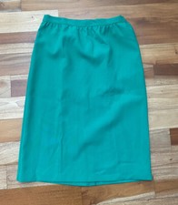 VINTAGE WOMENS EXECUTIVE DRESSING PETITES PENCIL GREEN SKIRT SZ 14 KNEE LENGTH