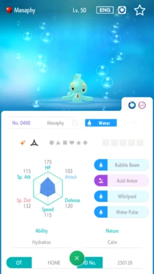 POKÉMON ☆ Shiny Manaphy Event Untouched - Pokemon Legends Arceus/Scarlet Violet ☆