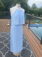 DAVIDS BRIDAL Light Blue.  Long Formal Gown W/Chiffon Overlay.  Size 0