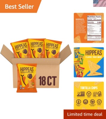 Vegan Chickpea Tortilla Chips - Nacho Vibes, 18 Packs x 1oz - Gluten-Free Crunch