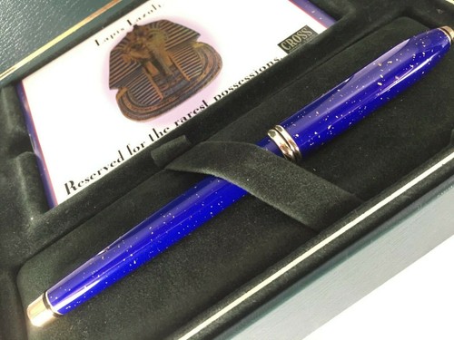 CROSS TOWNSEND LAPIS LAZULI 22K GOLD FLAKE FOUNTAIN PEN 18k GOLD M Nib #796C-M - Picture 7 of 11