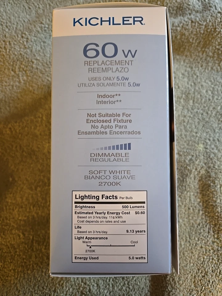 Kichler LED 60W - G25 Medium - Silver Tip - Filament-Soft White 2700K - 0782280 - Image 3 of 4