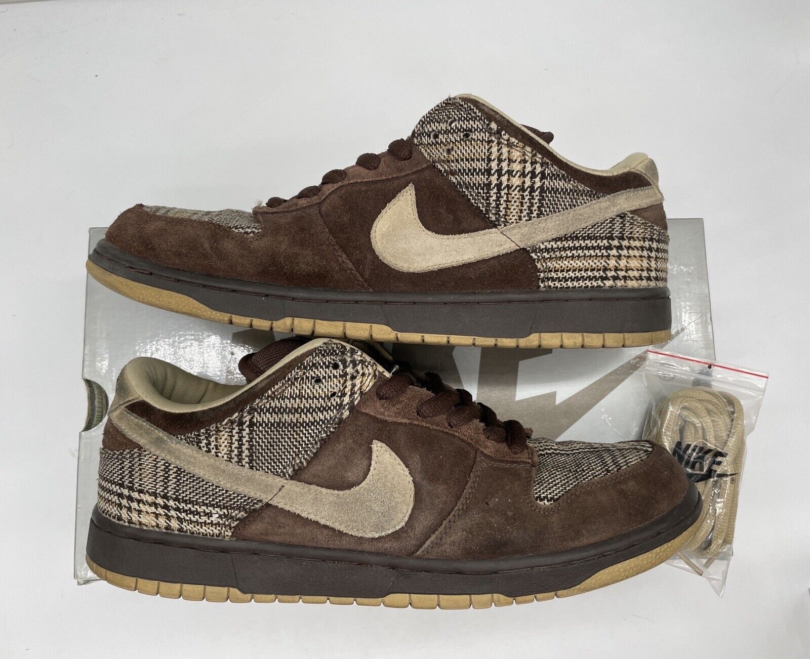 Panadería ventaja Barricada 2004 Nike Dunk SB Low Tweed Brown Preowned with box Size 12 Tan | eBay