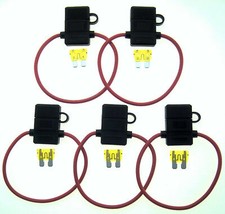 5Pack 14Gauge Inline ATC Fuse Holder 20AMP Fuse With Cover New Car Truck Install